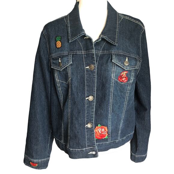 Nine West Vintage America Denim Embellished Button Front Jacket XL - Picture 1 of 12